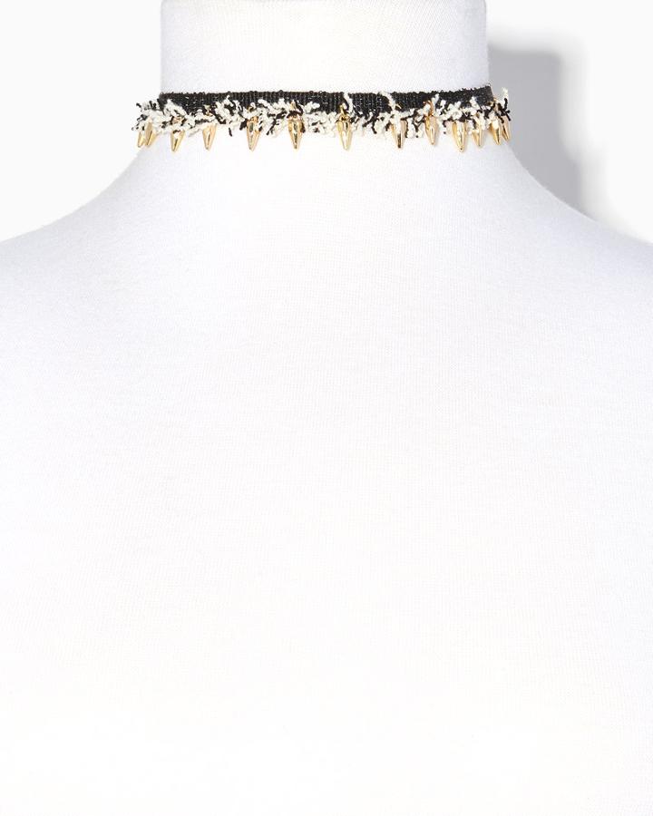 Charming Charlie Studded Denim Choker Necklace