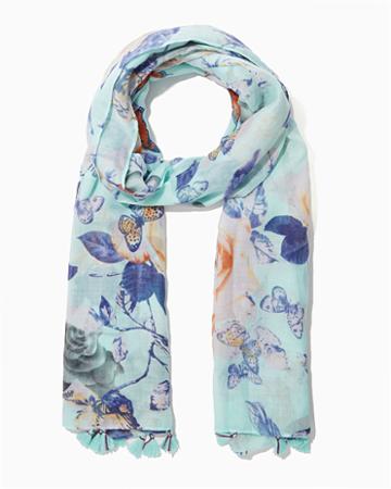 Charming Charlie Butterfly Blossoms Scarf