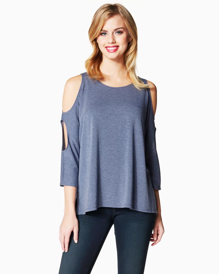 Charming Charlie Jersey Cold Shoulder Top