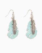Charming Charlie Patina Feather Dangle Earrings