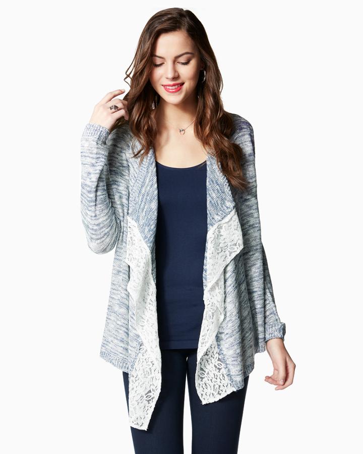 Charming Charlie Zelda Lace Trim Cardigan