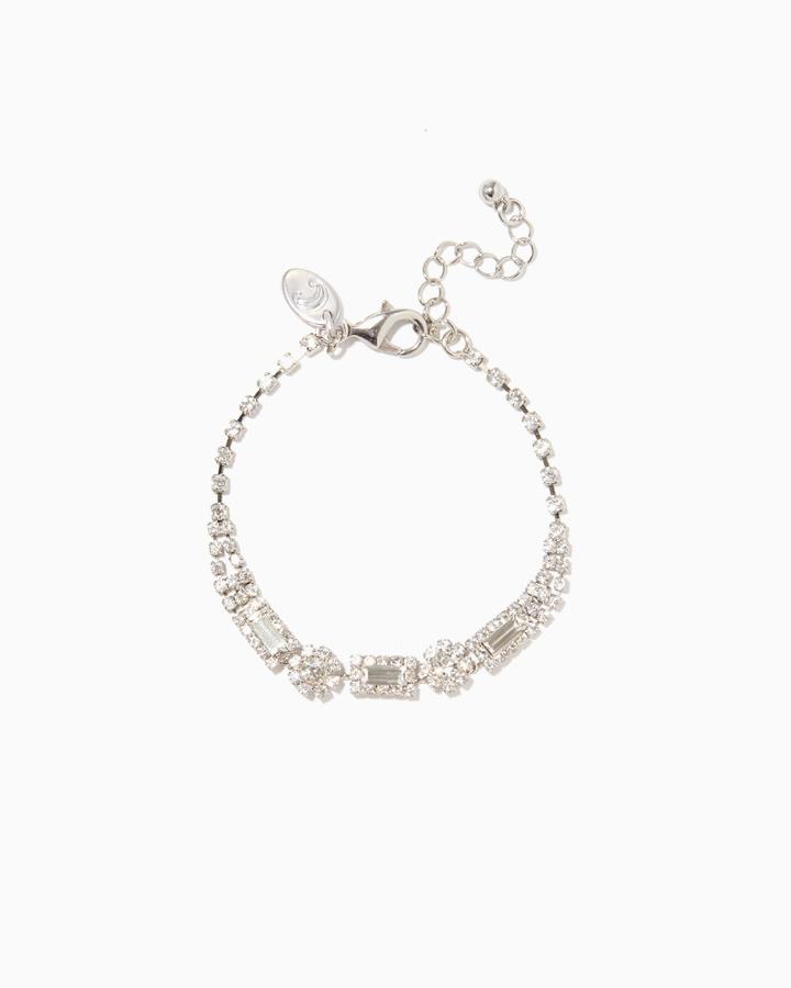 Charming Charlie Baguette Flowers Rhinestone Bracelet