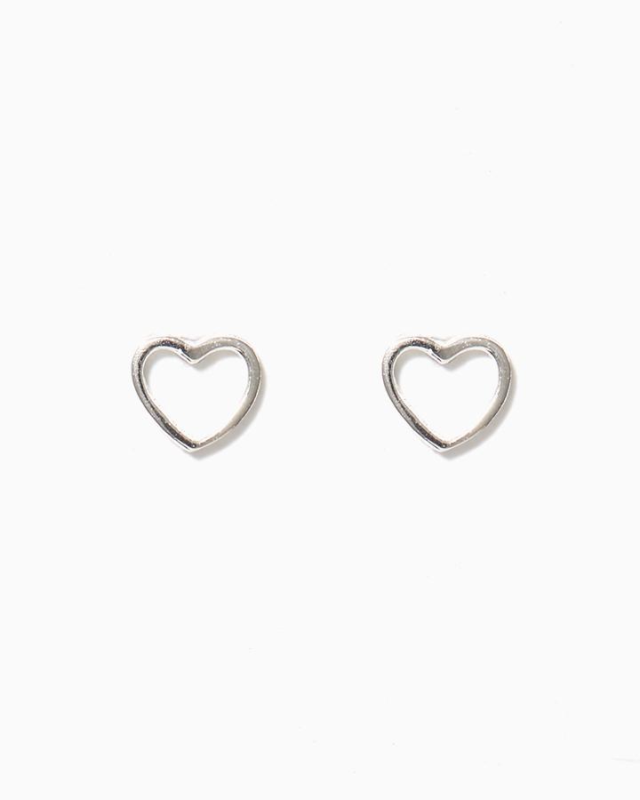 Charming Charlie Sterling Silver Heart Stud Earrings