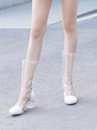 Choies White Crystal Heel Transparent Chic Women Round Head Boots