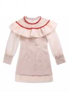 Choies Pink Ruffle Detail Beaded Long Sleeve Organza Dress