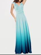 Choies Light Blue Dip Dye V-neck Open Back Women Cami Maxi Dress