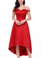 Choies Red Off Shoulder Hi-lo Dress