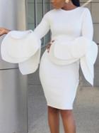 Choies White Layered Flare Sleeve Bodycon Dress