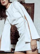 Choies White Button Placket Flare Sleeve Chic Women Mini Dress