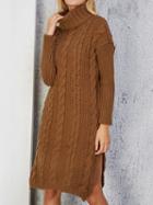Choies Camel Brown High Neck Long Sleeve Chic Women Knit Mini Dress