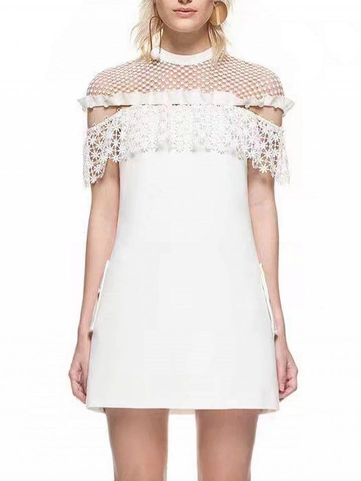 Choies White Cut Out Lace Cape Overlay Mini Dress