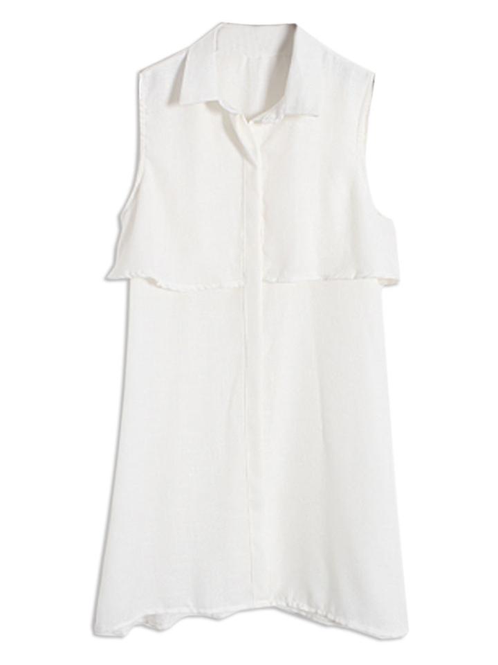 Choies White Sleeveless Character Back Shirt Dress