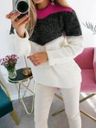 Choies White Crew Neck Contrast Panel Long Sleeve Sweater