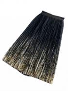 Choies Gold Dip Dye High Waist Lace Pleated Skirt