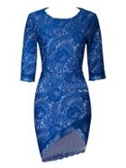 Choies Blue Lace Overlay Half Sleeve Wrap Bodycon Dress