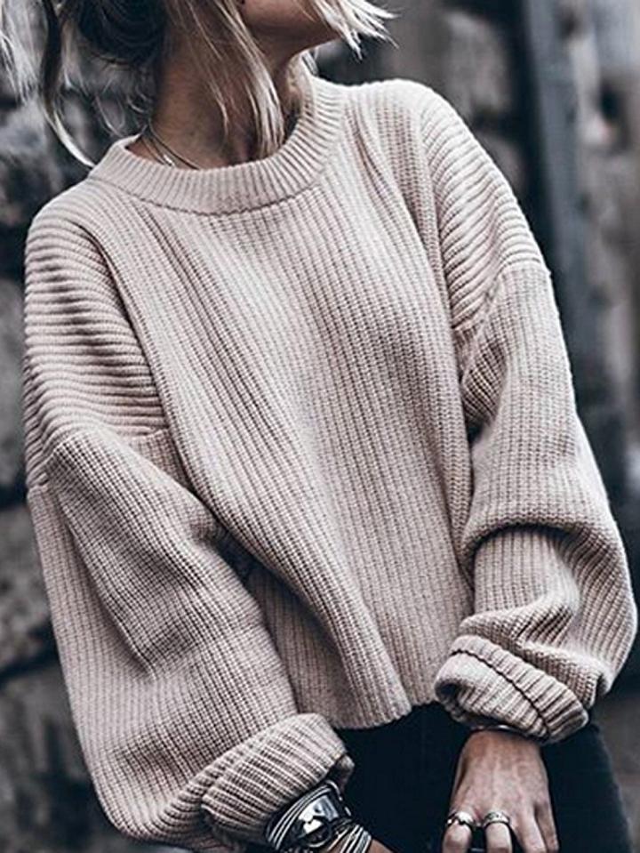 Choies Beige Long Sleeve Knit Sweater