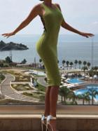 Choies Green Cotton Lace Up Side Sleeveless Chic Women Bodycon Mini Dress