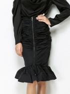 Choies Black High Waist Ruched Detail Fishtail Hem Chic Women Skirt