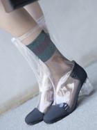 Choies Black Crystal Heel Transparent Chic Women Round Head Boots