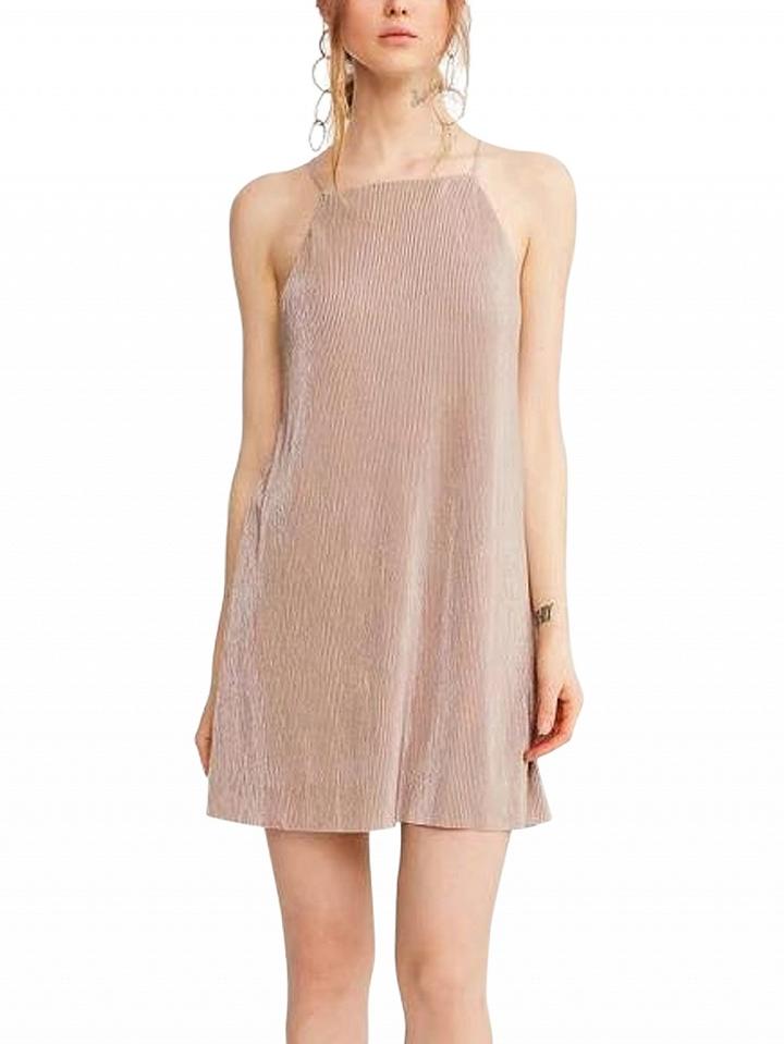 Choies Nude Pink Spaghetti Strap Cut Away Mini Dress