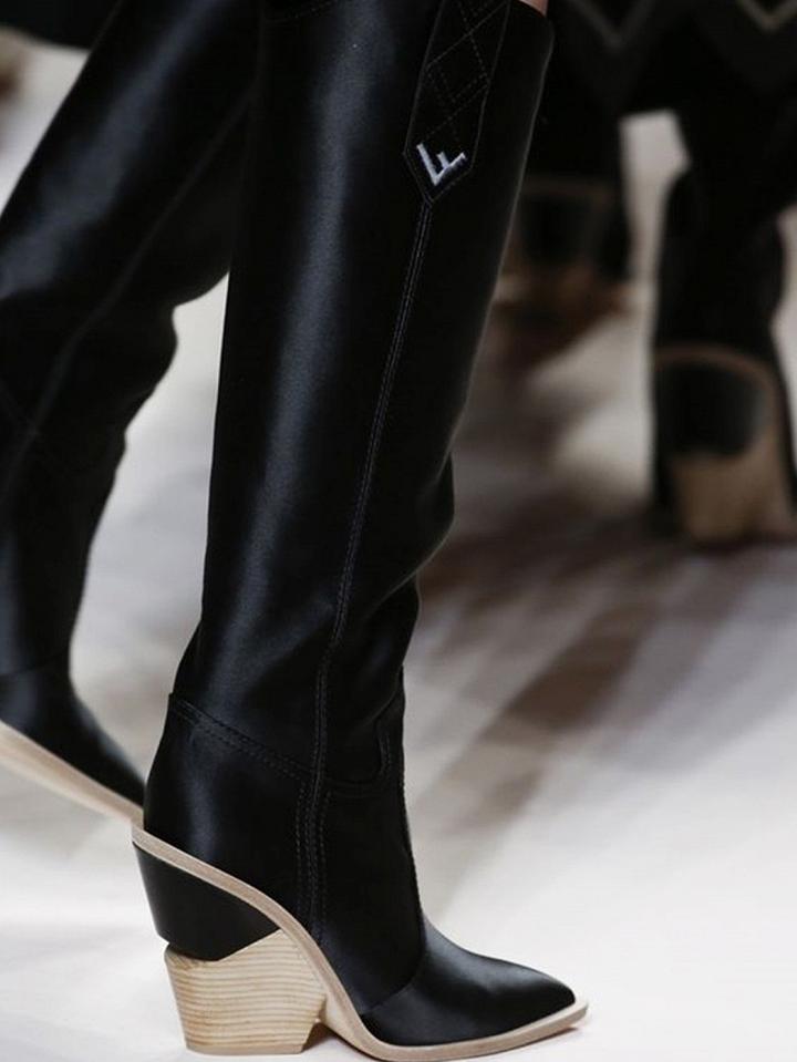 Choies Black Microfiber Pointed Toe Chic Women Heeled Knee High Boots