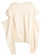 Choies White Lace Up Cut Out Detail Long Sleeve Knit Sweater