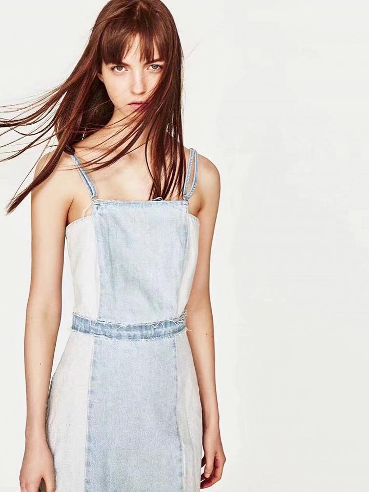 Choies Blue Light Wash Backless Lace Up Back Bodycon Denim Mini Dress