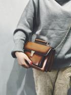 Choies Brown Top Handle Chain Cross Body Bag