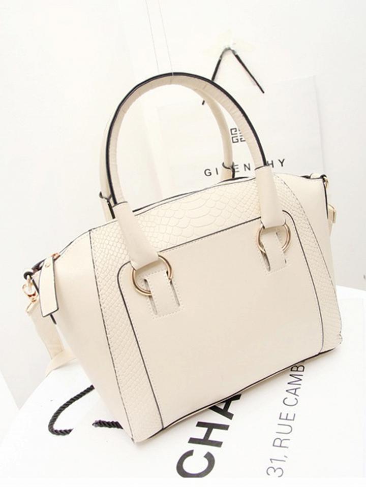 Choies Beige Pu Crocodile Effect Handle Shoulder Bag