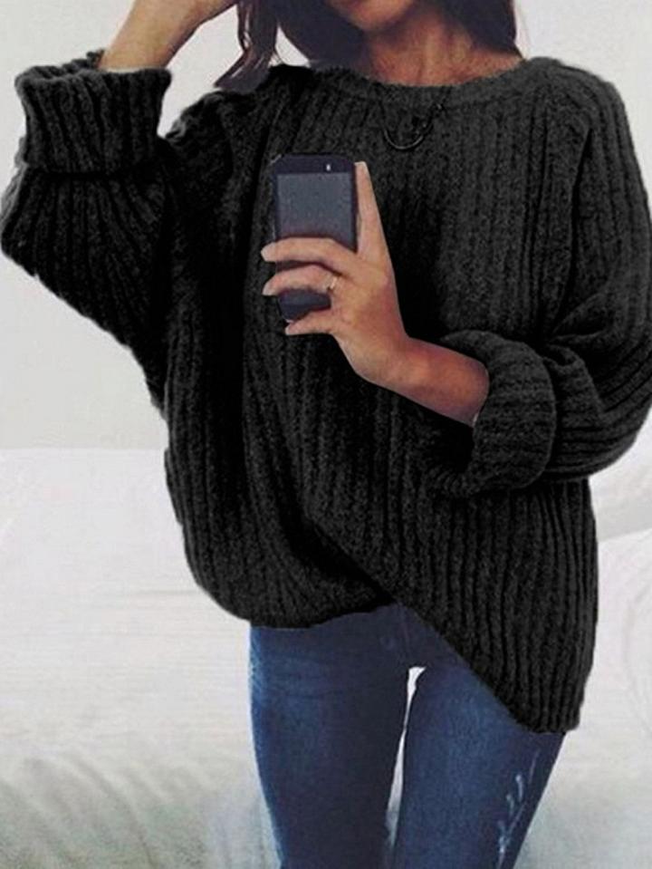 Choies Black Long Sleeve Chic Women Knit Sweater