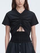 Choies Black Drawstring Ruched Detail T-shirt