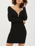 Choies Black Lace Up Detail Long Sleeve Mini Dress