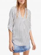 Choies White Stripe V-neck Blouse