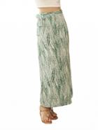 Choies Green Tropical Leaf Print Tie Waist Split Maxi Skirt