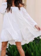 Choies White Off Shoulder Long Sleeve Mini Dress