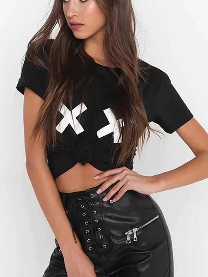 Choies Black Crew Neck Xx Print T-shirt
