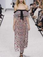 Choies Polychrome Floral Off Shoulder Ruffle Detail Dress