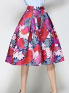 Choies Polychrome High Waist Floral Skater Prom Skirt