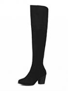 Choies Black Suedette Block Heeled Over The Knee Boots