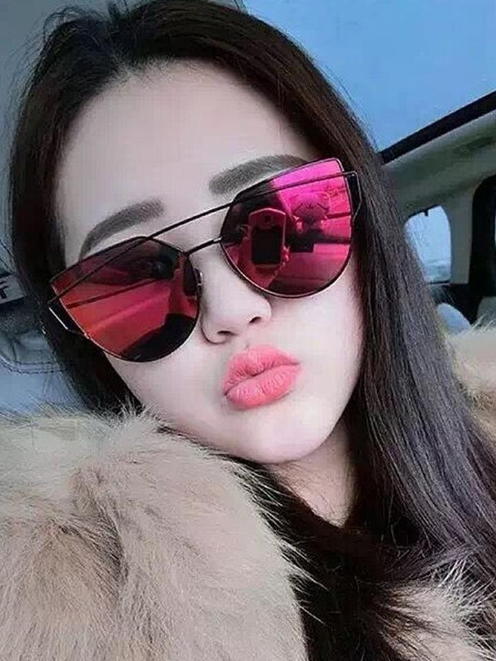 Choies Red Lens Double Brow Bar Oversized Mirrored Sunglasses