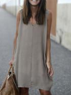 Choies Gray Cotton V-neck Sleeveless Chic Women Mini Dress
