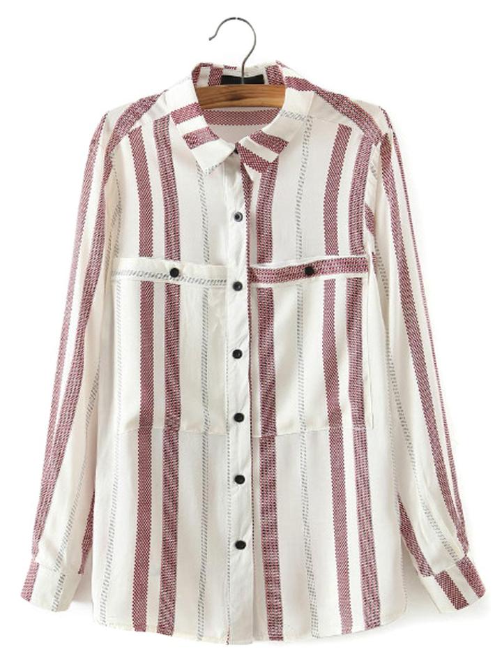 Choies White Contrast Stripe Print Shirt
