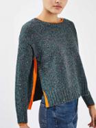Choies Dark Green Side Split Long Sleeve Knit Sweater