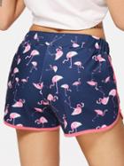Choies Blue Flamingo Print Drawstring Split Side Chic Women Shorts
