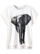 Choies White Elephant Pattern Short Sleeve T-shirt