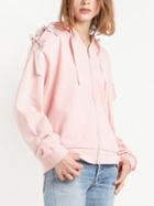 Choies Pink Tie Back Long Sleeve Zip Up Hoodie