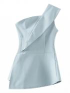 Choies Blue One Shoulder Fold Front Asymmetric Vest Top