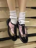 Choies Pink Contrast Lace Up Brogue Shoes