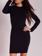 Choies Black Plain Long Sleeve Stretch Bodycon Dress
