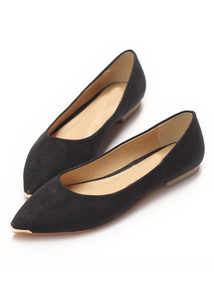 Choies Black Faux Suede Pointed Flat Shoes
